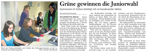 Bericht der Braunschweiger Zeitung, Wolfenb&uuml;ttel vom 28. September 2009