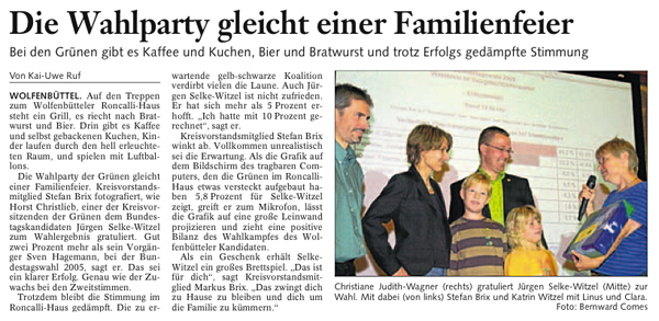 Bericht der Braunschweiger Zeitung, Wolfenb&uuml;ttel vom 28. September 2009