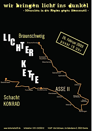 Plakat zur Lichterkette 2009 - Strecke