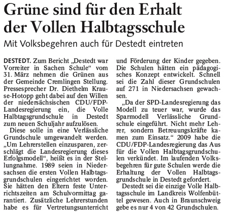 Bericht der BZ vom 7. April 2010