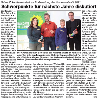 Bericht im Wolfenbütteler Schaufenster vom 28. November 2010