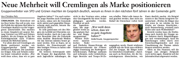 Bericht der BZ, Wolfenb&uuml;ttel, 8.12.2011