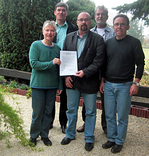 Christiane Wagner-Judith (Gr&uuml;ne), Wolfgang J&ouml;res (SPD), Christian M&uuml;ller (SPD),  Lutz Coordes (SPD) und Karlheinz Pfeiff (Gr&uuml;ne)
