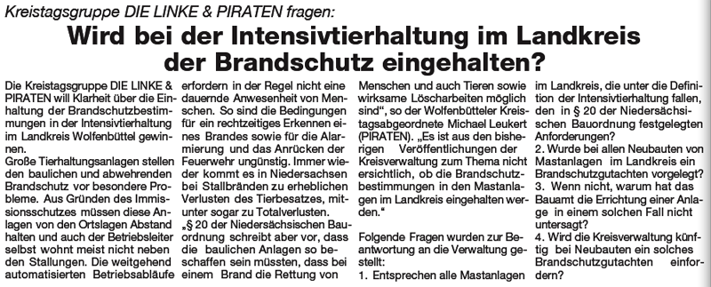 Artikel im Wolfenb&uuml;tteler Schaufenster vom 8.4.2012