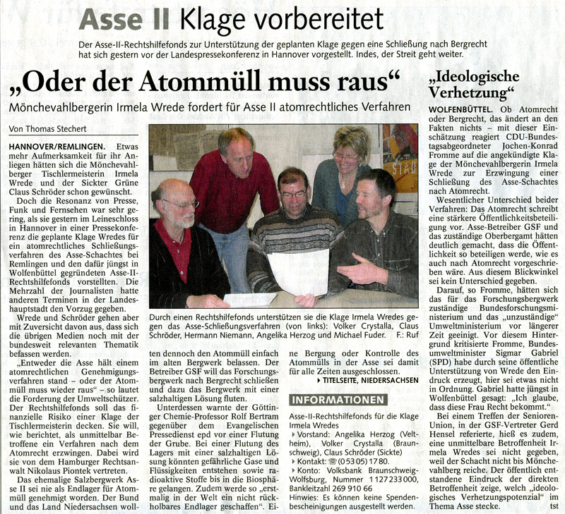Presseartikel der BZ/WZuA vom 2007-02-21