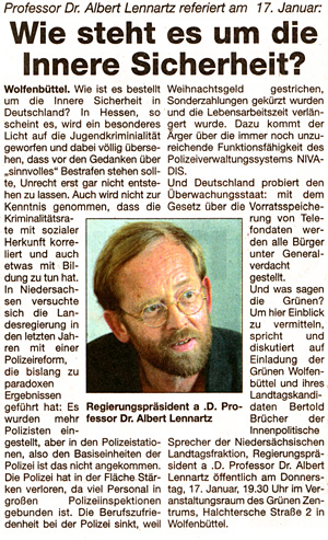 Ank&uuml;ndigung im Schaufenster vom 13.01.2008