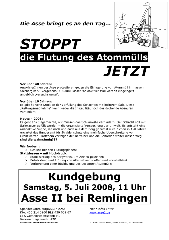 Aufruf zur Kundgebung am 5. Juli 2008