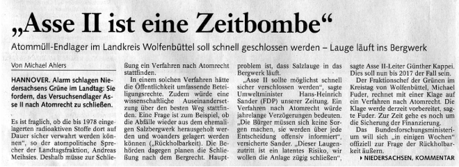 Presseartikel der BZ/WZuA vom 2006-10-09 Presseartikel der BZ/WZuA vom 2006-10-09