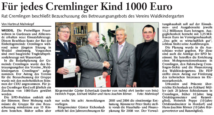 Artikel in der BZ, Wolfenb&uuml;ttel vom 13.12.2006