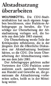 Bericht der BZ, Wolfenb&uuml;ttel vom 26. Februar 2008