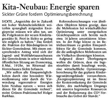 Bericht der BZ vom 6. Mai 2008
