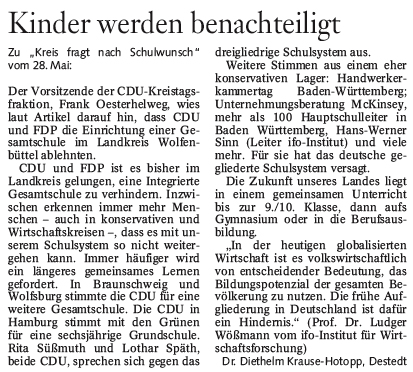 Leserbrief in der BZ am 30. Mai 2008