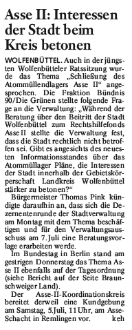 Bericht der BZ vom 27. Juni 2008
