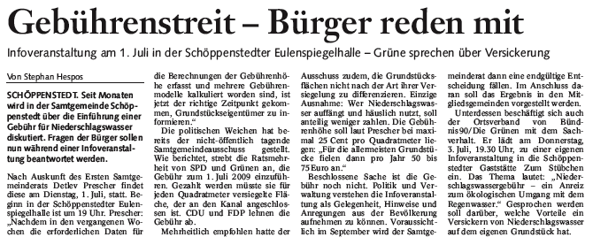 Bericht der BZ vom 28. Juni 2008