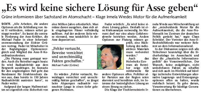 Bericht der BZ vom 8. Juni 2008