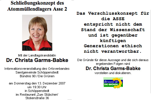 Einladung zur Info-Veranstaltung Asse II