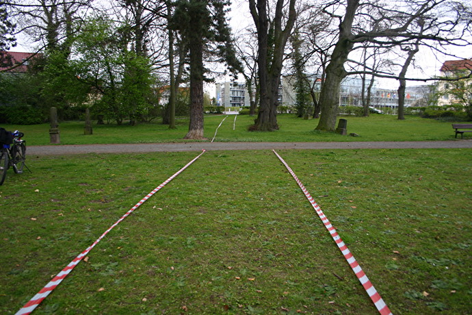 Die Wegef&uuml;hrung von der Kreuzung bei J&auml;germeister zum n&ouml;rdlichen Br&uuml;ckenkopf