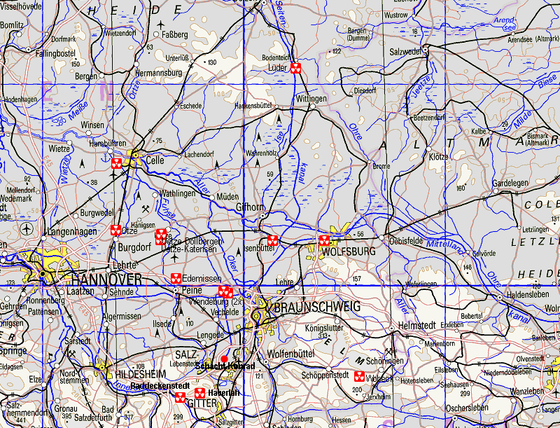 Fundorte der Luftballons nahe Schacht Konrad